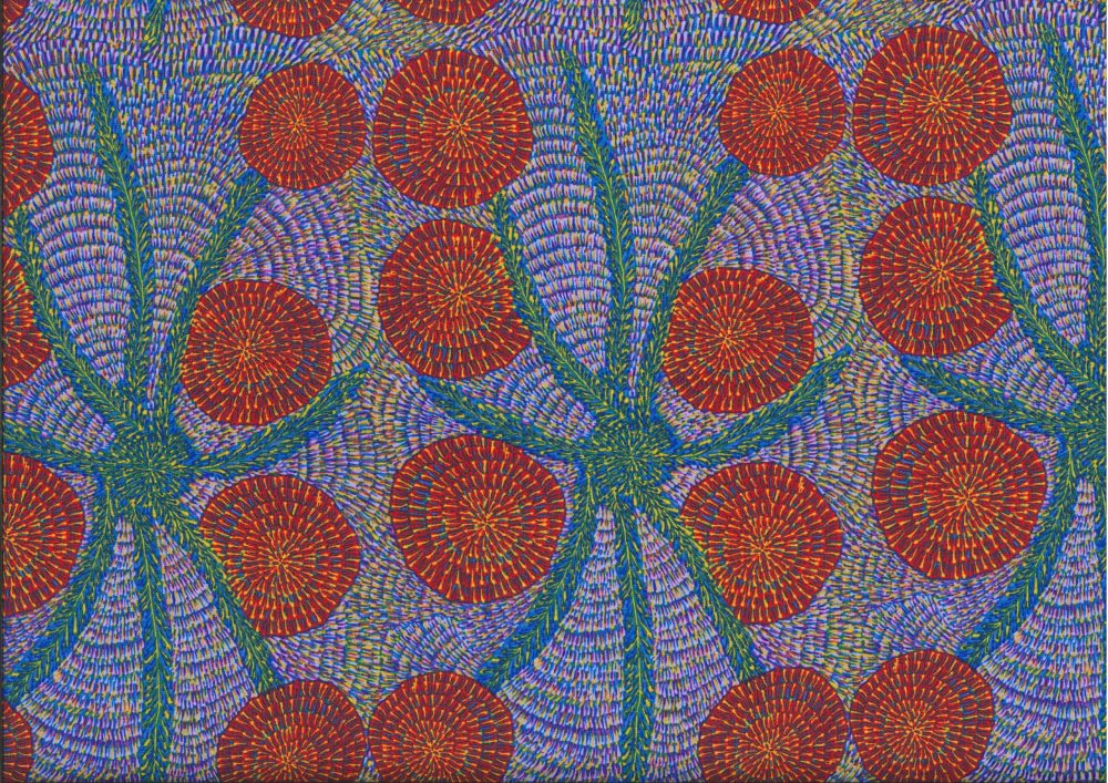 Bush Medicine with Long Stripes Blue by Eileen Bonney